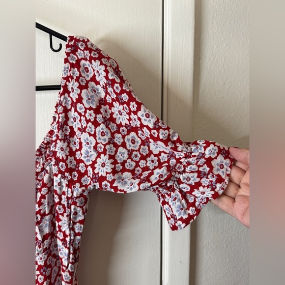 Auguste the Label Mila June Floral Red White Blue Mini Peasant Dress Size US 4 - Picture 13 of 16